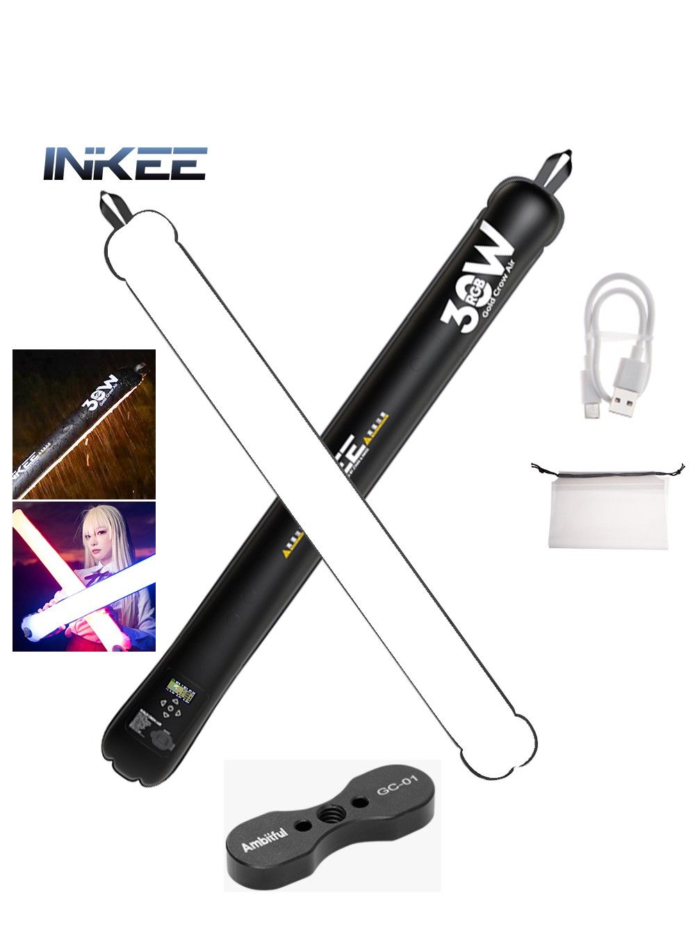 INKEE GCA30C Надувной софтбокс RGB Портативное светодиодное фотоосвещение + Магнитный кронштейн GC-01