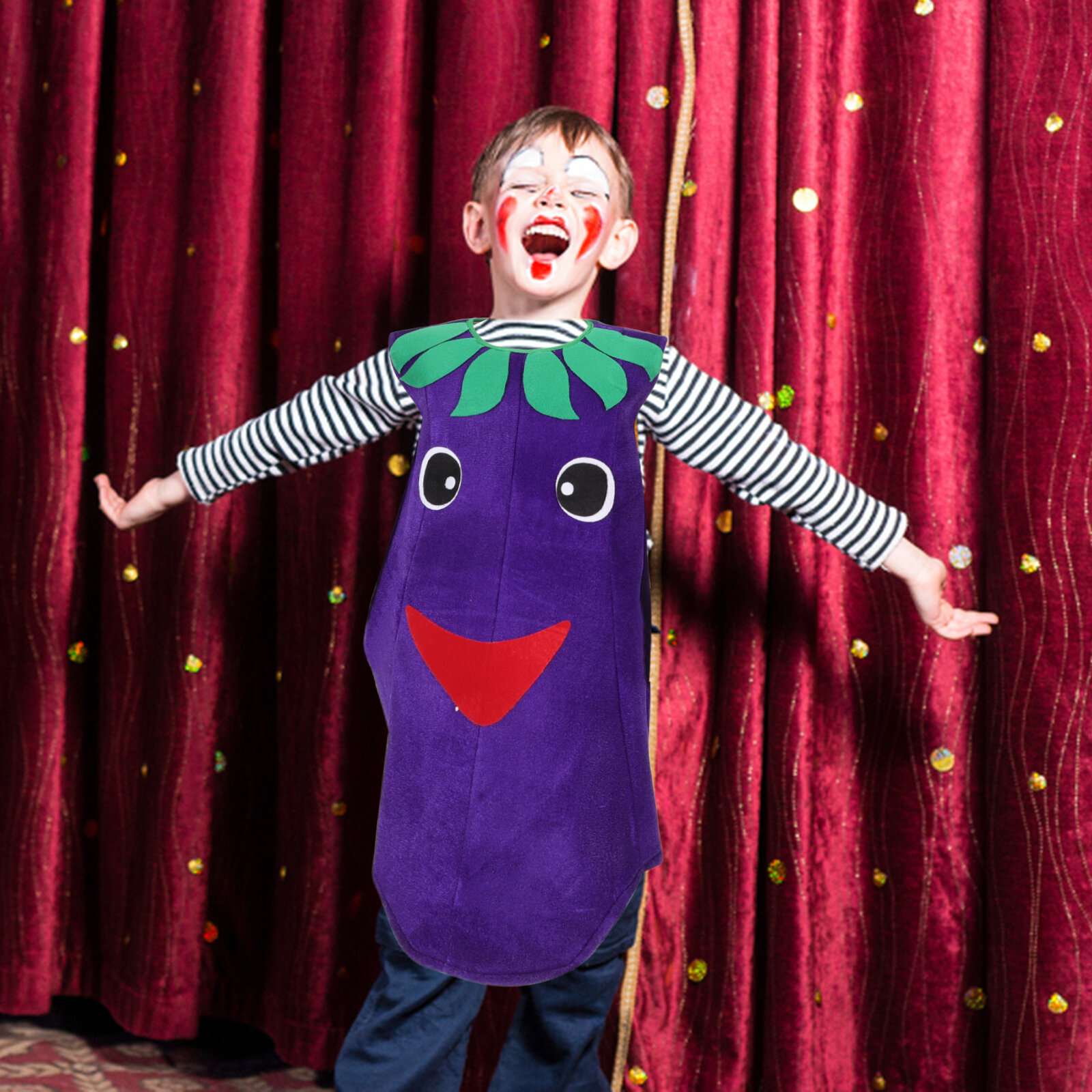 Весёлый костюм баклажана для детей, удобный крой, идеален для косплея, 1 шт, размер 96.00x78.00x2.00см