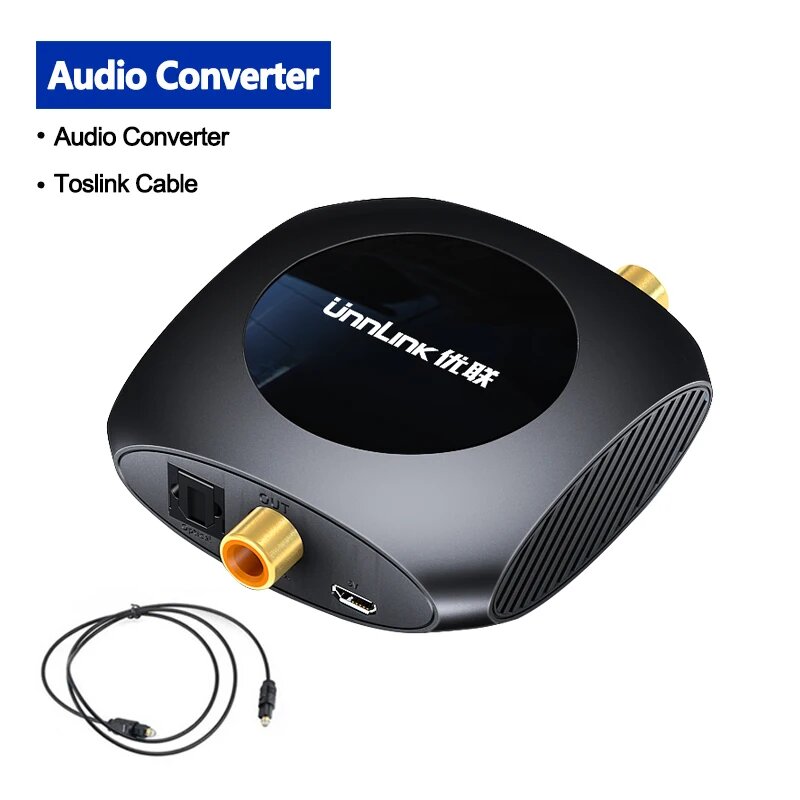 Unnlink Оптический аудиоконвертер с Toslink кабелем