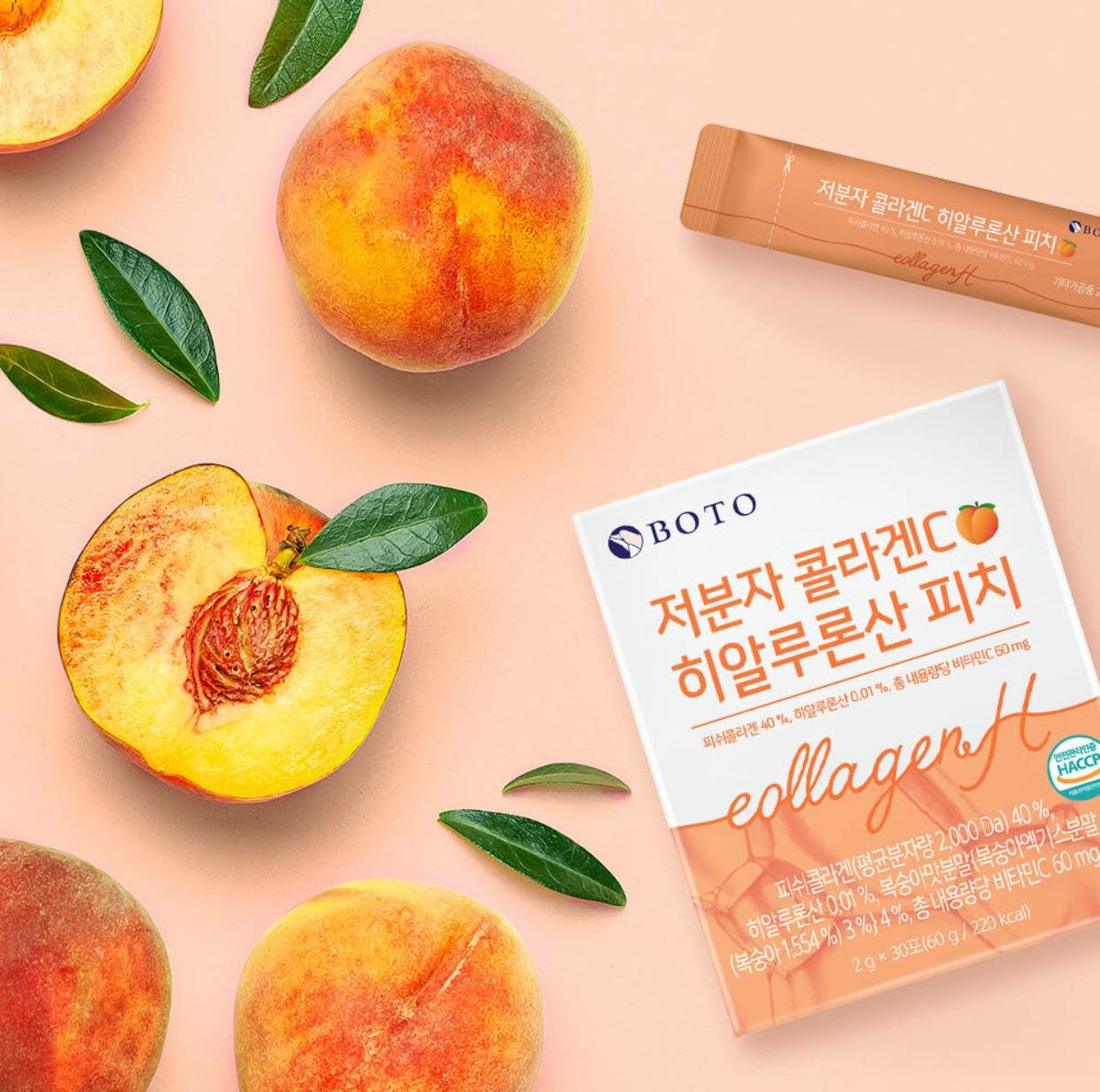 Аминокислотный комплекс BOTO "Collagen C + Hyaluronic Acid Peach", 60г, персик, 30 шт