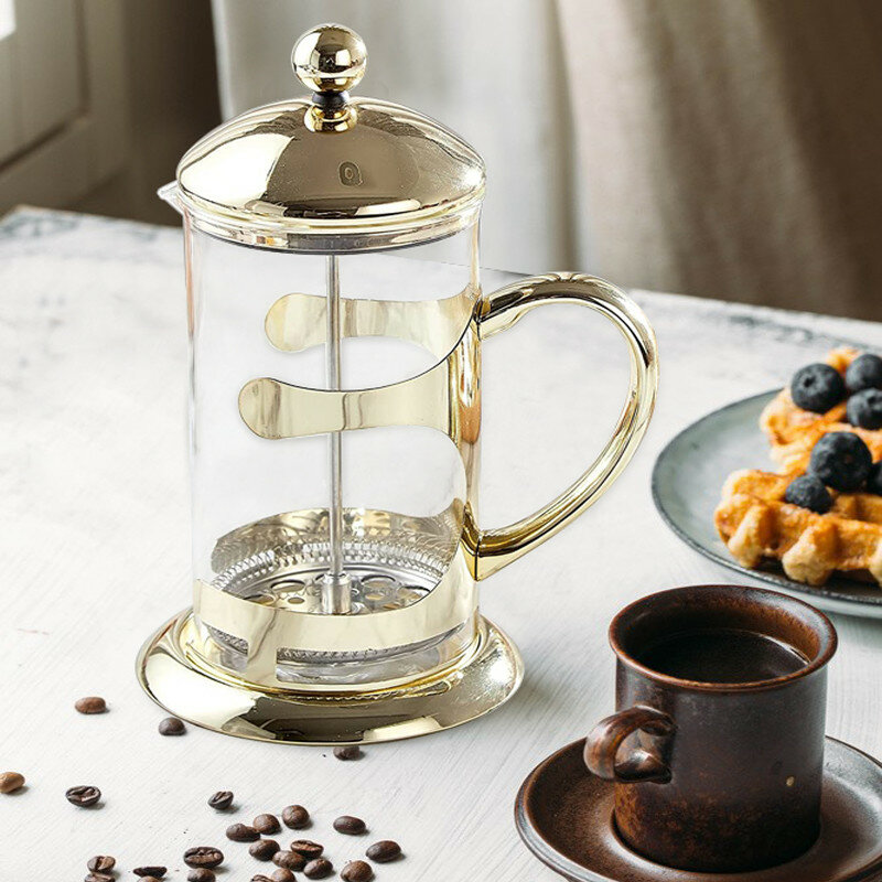 Френч-пресс, заварочный чайник, стеклянный, с металлической ручкой, 1000мл