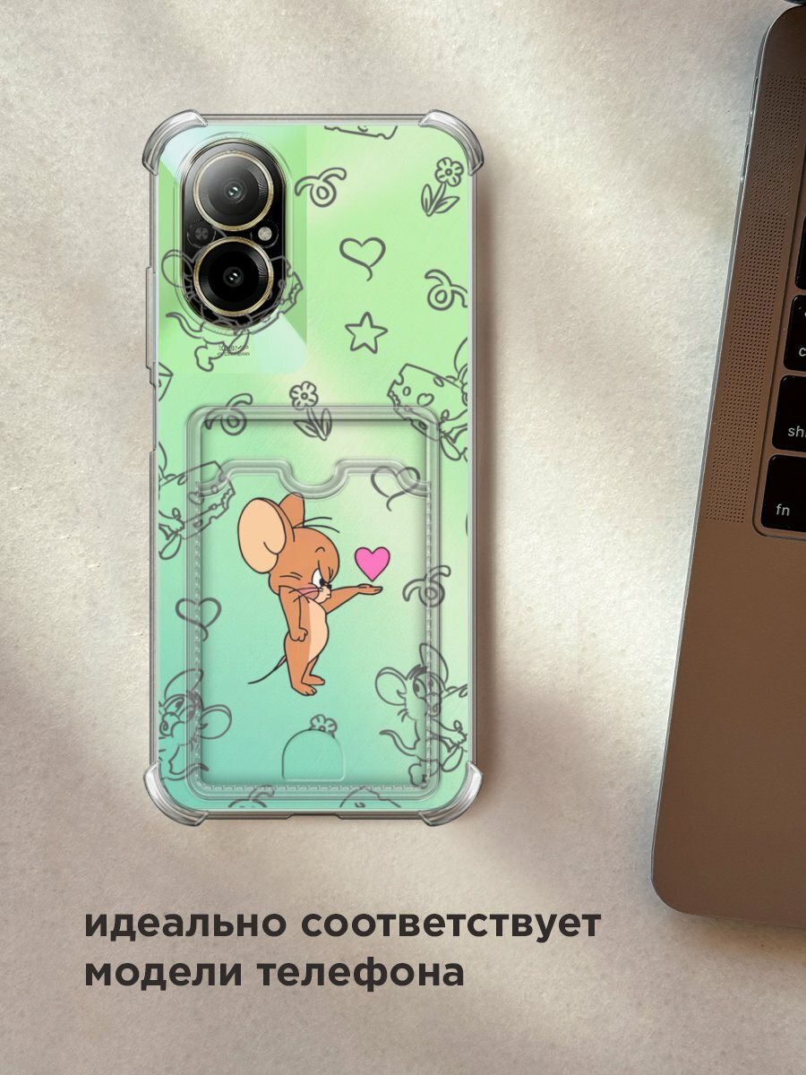 Чехол на Realme C67 4G (Реалми C67 4G) с картой и принтом "Джерри и сердце 1" — фото 1