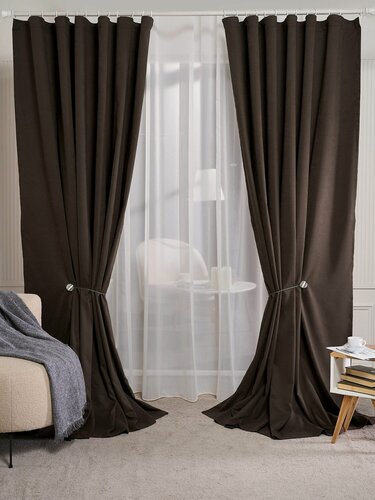 Изображение товара Комплект штор "Канвас-Премиум 270" коричневый (906-217) арт.7006 (200х270-2 шт.)