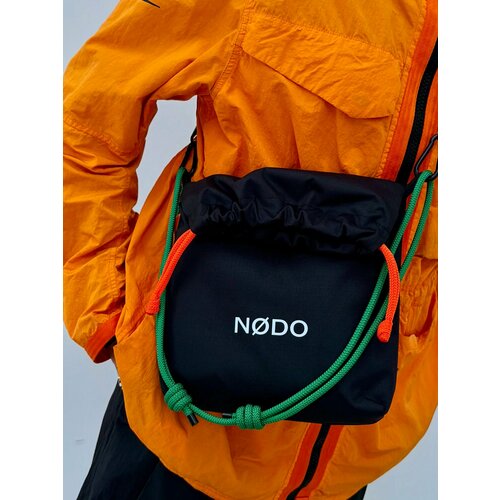 Сумка кросс-боди NODO A5 POCKET, фактура матовая, черный/оранжевый