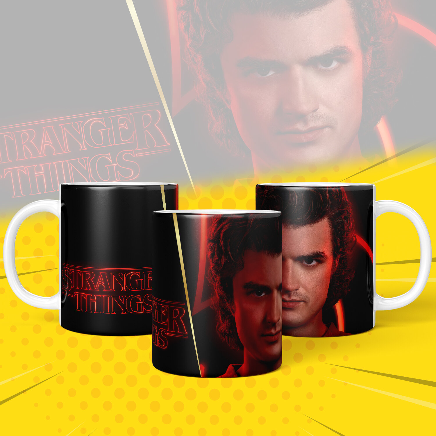 Кружка, "Очень Странные Дела", персонажи сериала "Strenger Things" яркий принт 330 мл, 1 шт