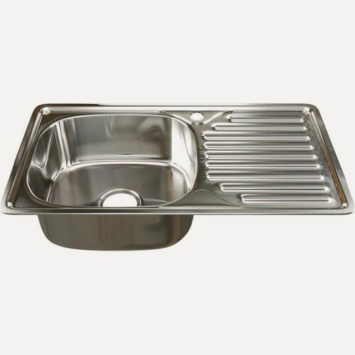 Изображение товара Врезная мойка mixline 42х76х18 см, 0.8, левый выпуск 3 1/2, с сифоном 535614