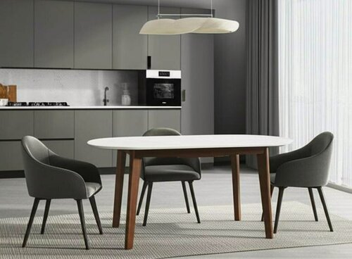 Изображение товара Стол обеденный кухонный раскладной TetChair, 120х80 см, белый/коричневый