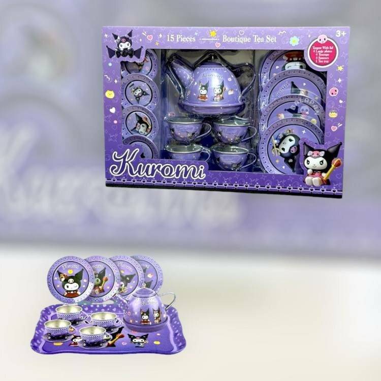 Металлический детский чайный сервиз Kuromi.