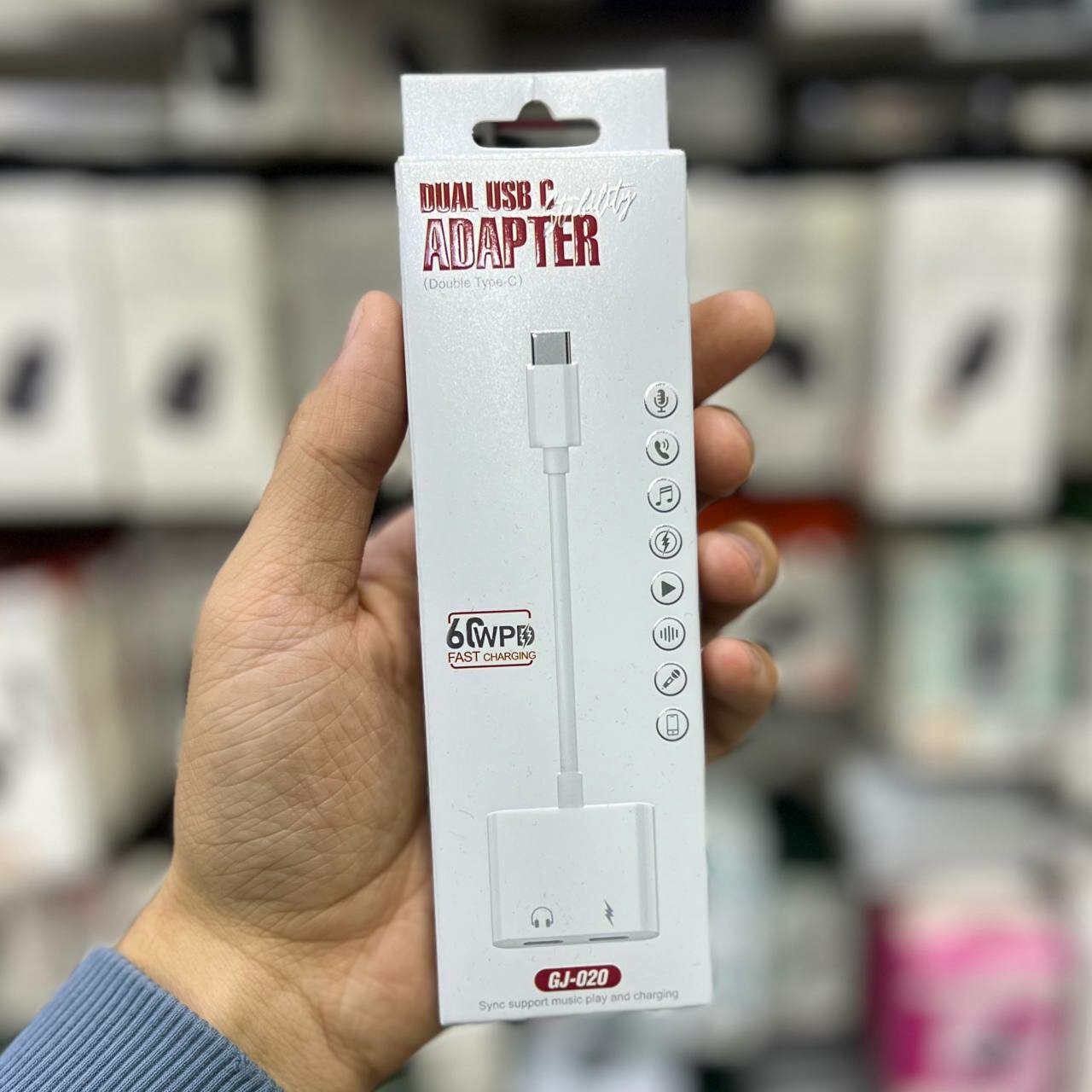 Адаптер Dual USB-C аудио и зарядка, 2 в 1, для наушников и быстрой зарядки, GJ-020