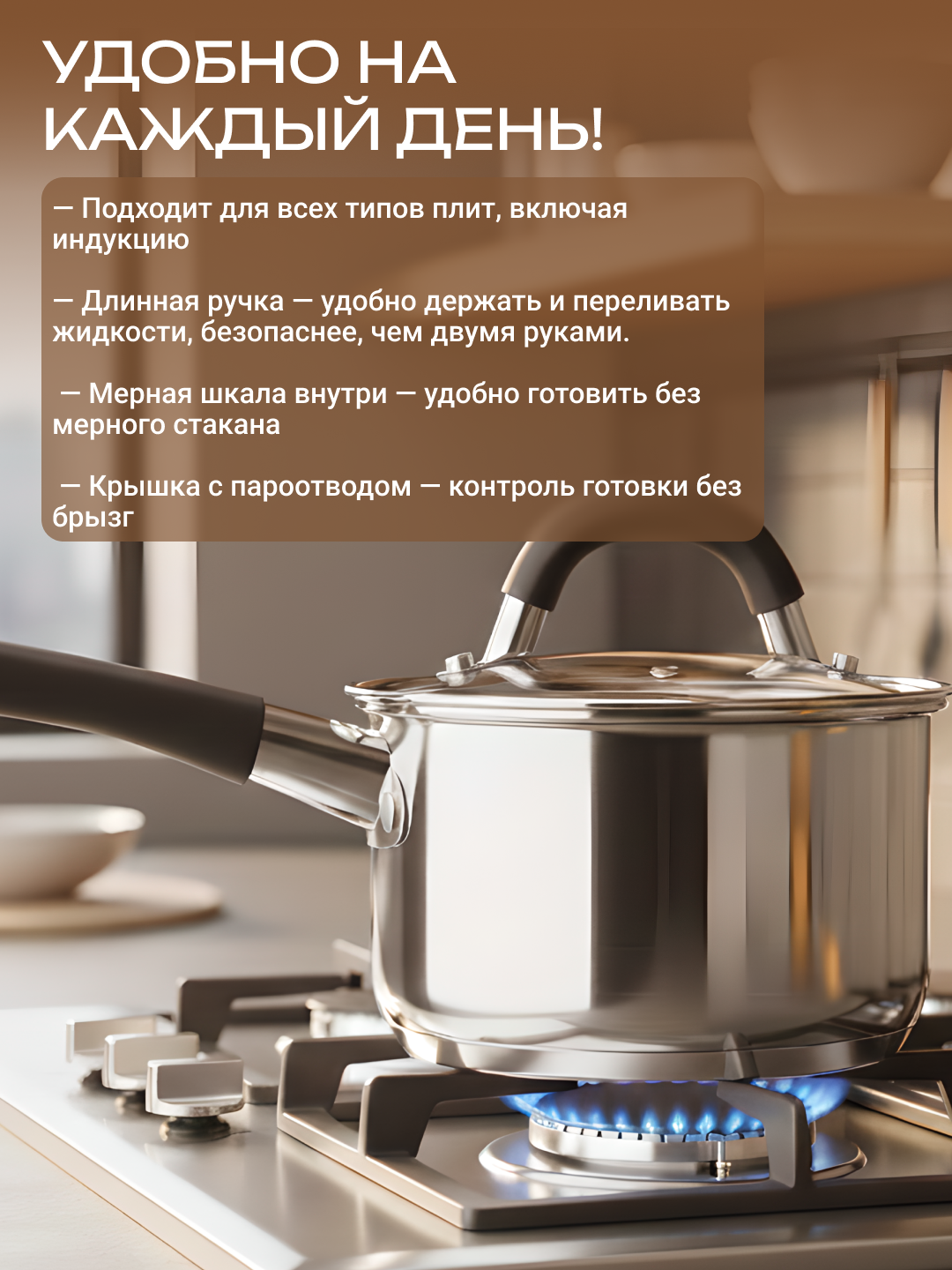 Ardesto Gemini Salerno AR1908SS cho‘michi, zanglamaydigan po‘lat, 0,8 litr, 12 sm, AR1908SS — фото 1