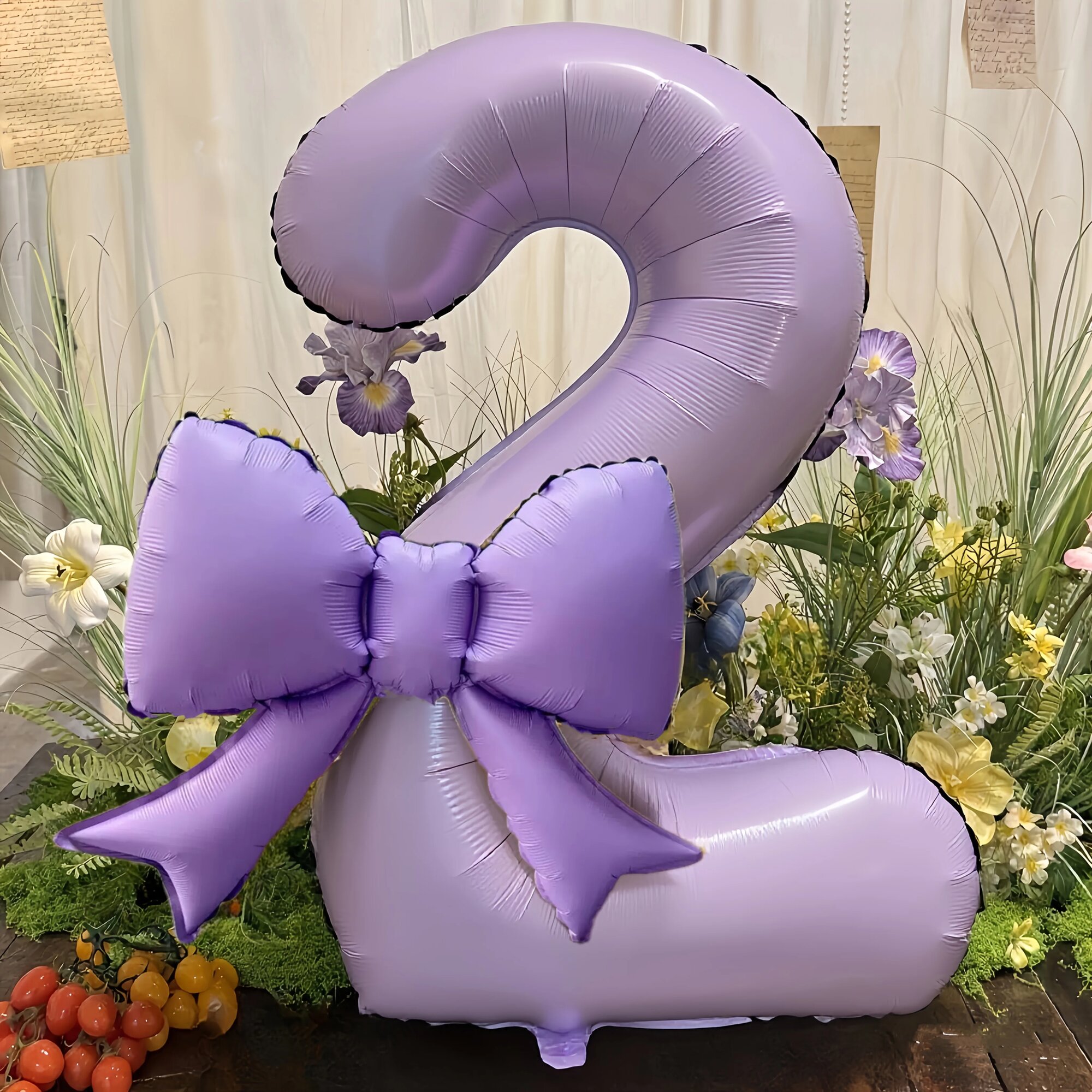 Набор шаров 40 дюймов кремово-фиолетовый 0-9 с бантом HG9151-2