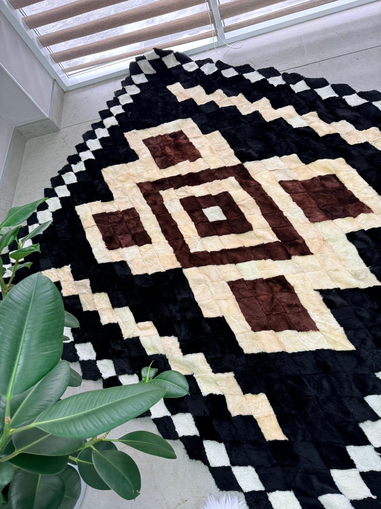 Покрывало меховое ковер из шкуры овчины — фото 1