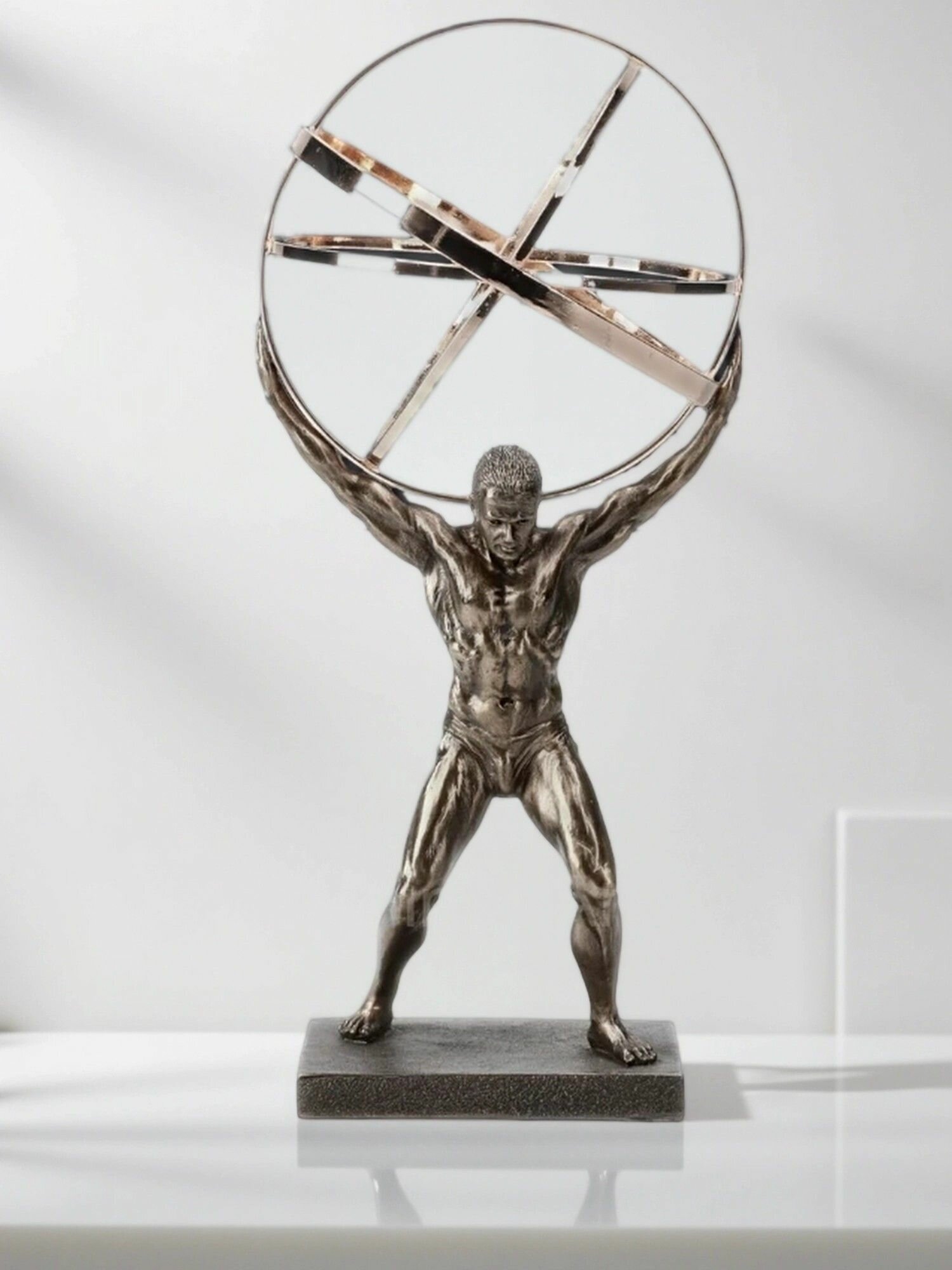 Статуэтка Атлант, размер 22*10*10см, , материал полистоун, цвет бронзовый