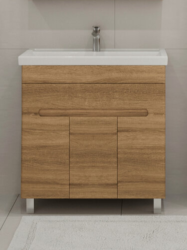 Изображение товара Тумба напольная SanStar Модена 80 с раковиной Фостер 80 (комплект) для ванной комнаты, Gold Craft