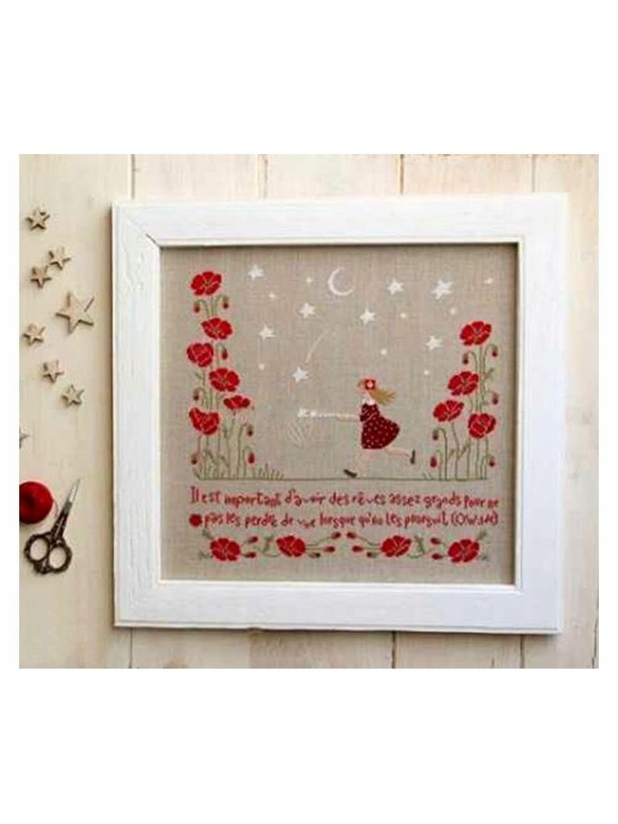 18CT DIY Набор для вышивания крестом Amishop "Girl in The Poppy", 216 x 204 стежков, 9 цветов, 29 x 31 см