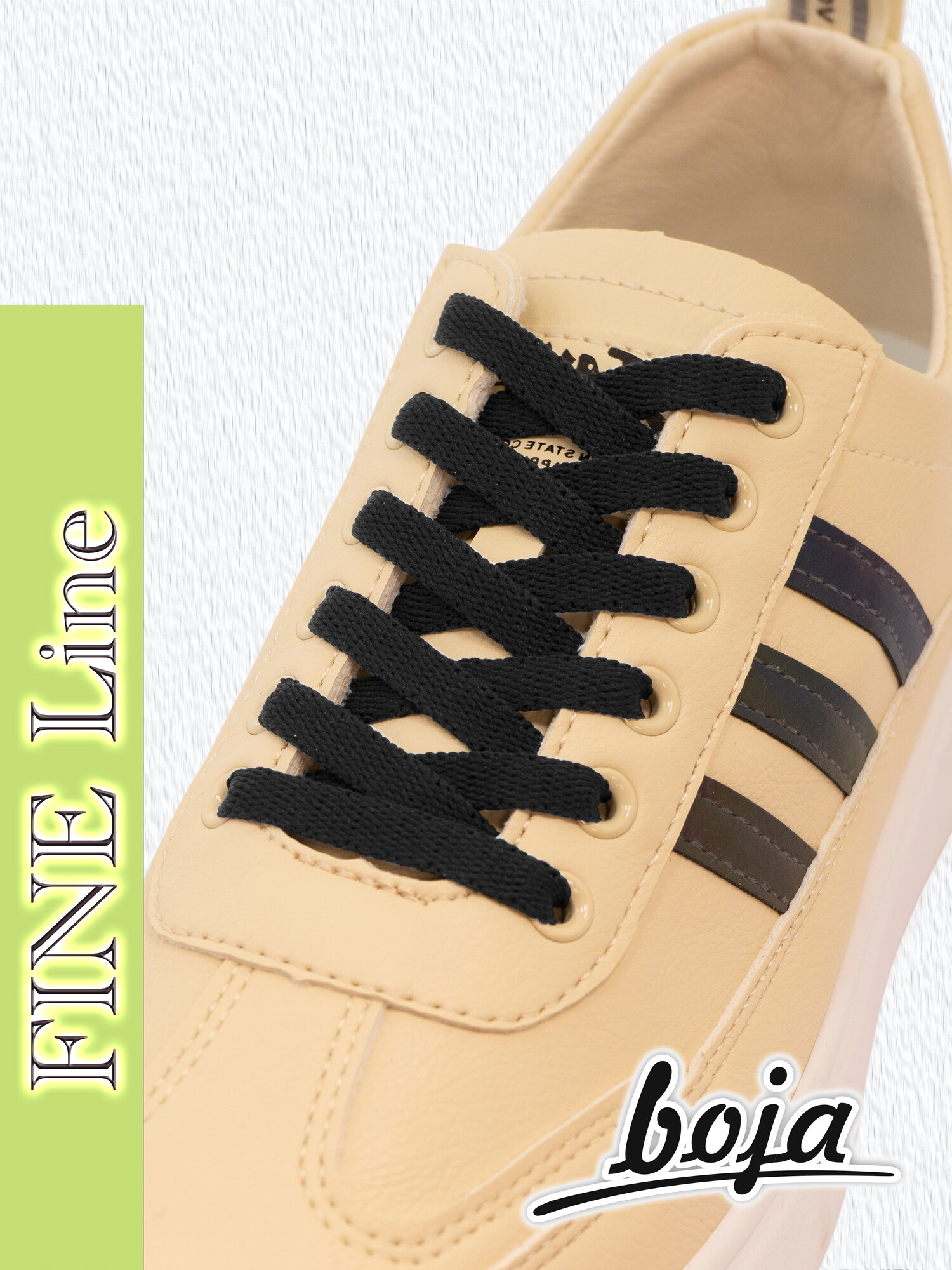 Шнурки для обуви BOJA (FINE), плоские, 100 см, черные, для кроссовок