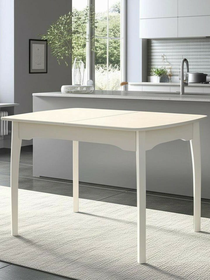 Стол обеденный TetChair раздвижной, кухонный, прямоугольный, бук/МДФ, 100×70×75 см, айвори вайт