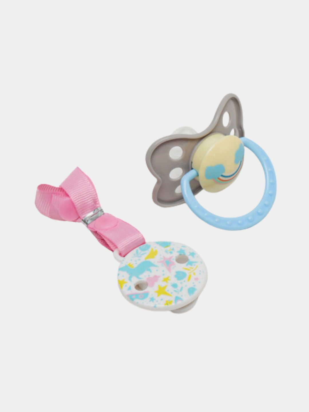 Соска - пустышка для младенцев, с держателем, силиконовая, 2 в 1