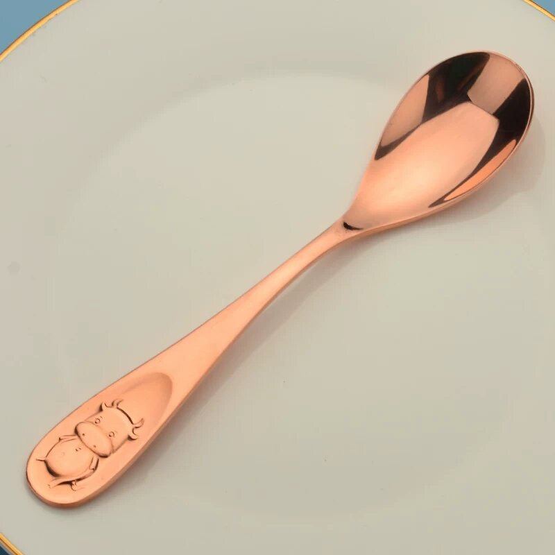Серебряная ложка с рисунком быка, 1 шт, из чистой меди для домашнего использования, ручная работа