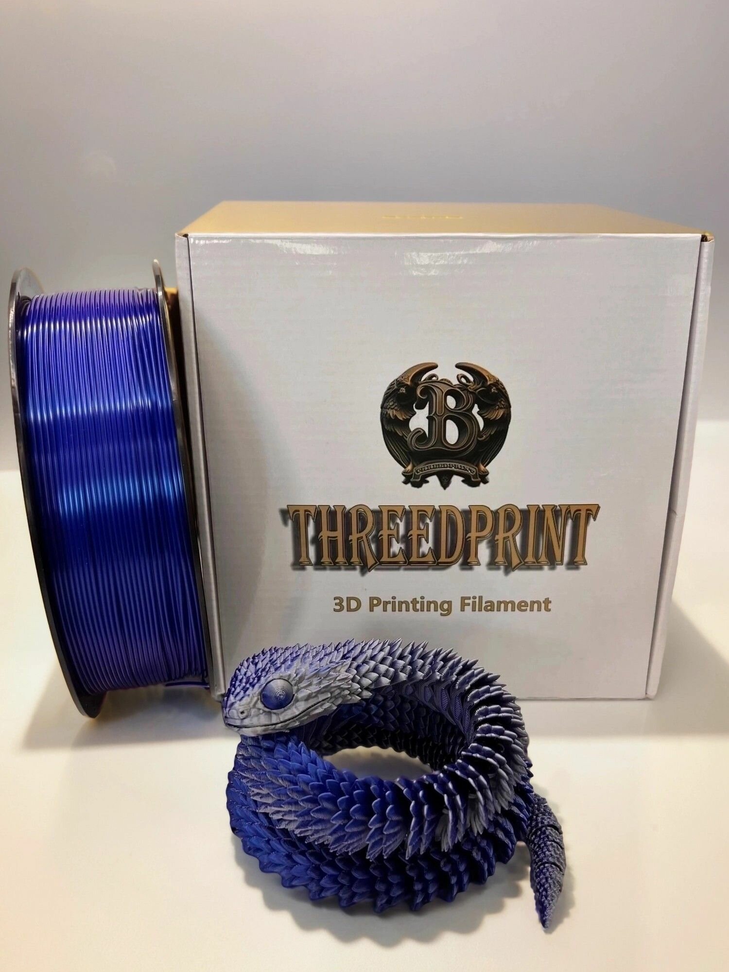 Пластик ThreeDprint PLA silk серебро темно-синий (Silk Silver-DarkBlue) катушка нити 1.75 для печати на 3D принтере
