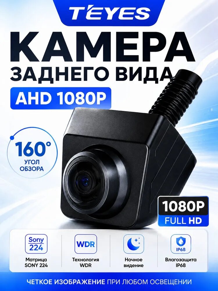 Камера заднего вида для авто Teyes HS Sony AHD 1080P универсальная врезная