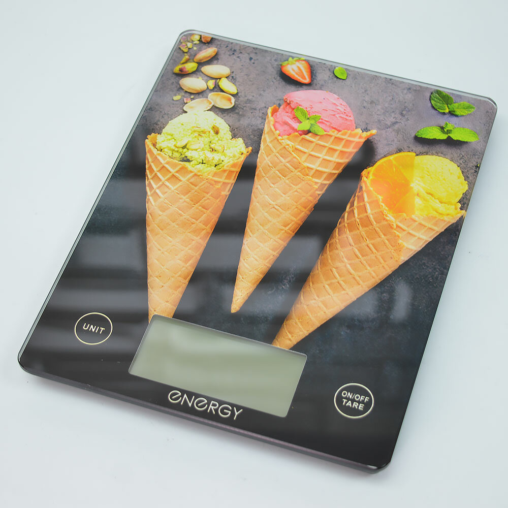 Весы кухонные электронные Energy EN-433C, до 10 кг, стеклянная поверхность, LED дисплей с подсветкой