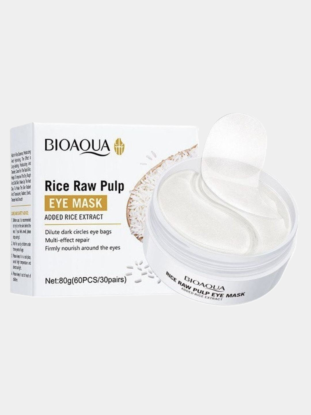 Патчи для глаз с рисовым пюре BIOAOUA, для увлажнение, морщин вокруг глаз и мешков