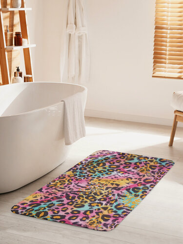 Изображение товара Коврик для ванной комнаты и туалета противоскользящий "Яркий леопард" 60х100 см, JoyArty