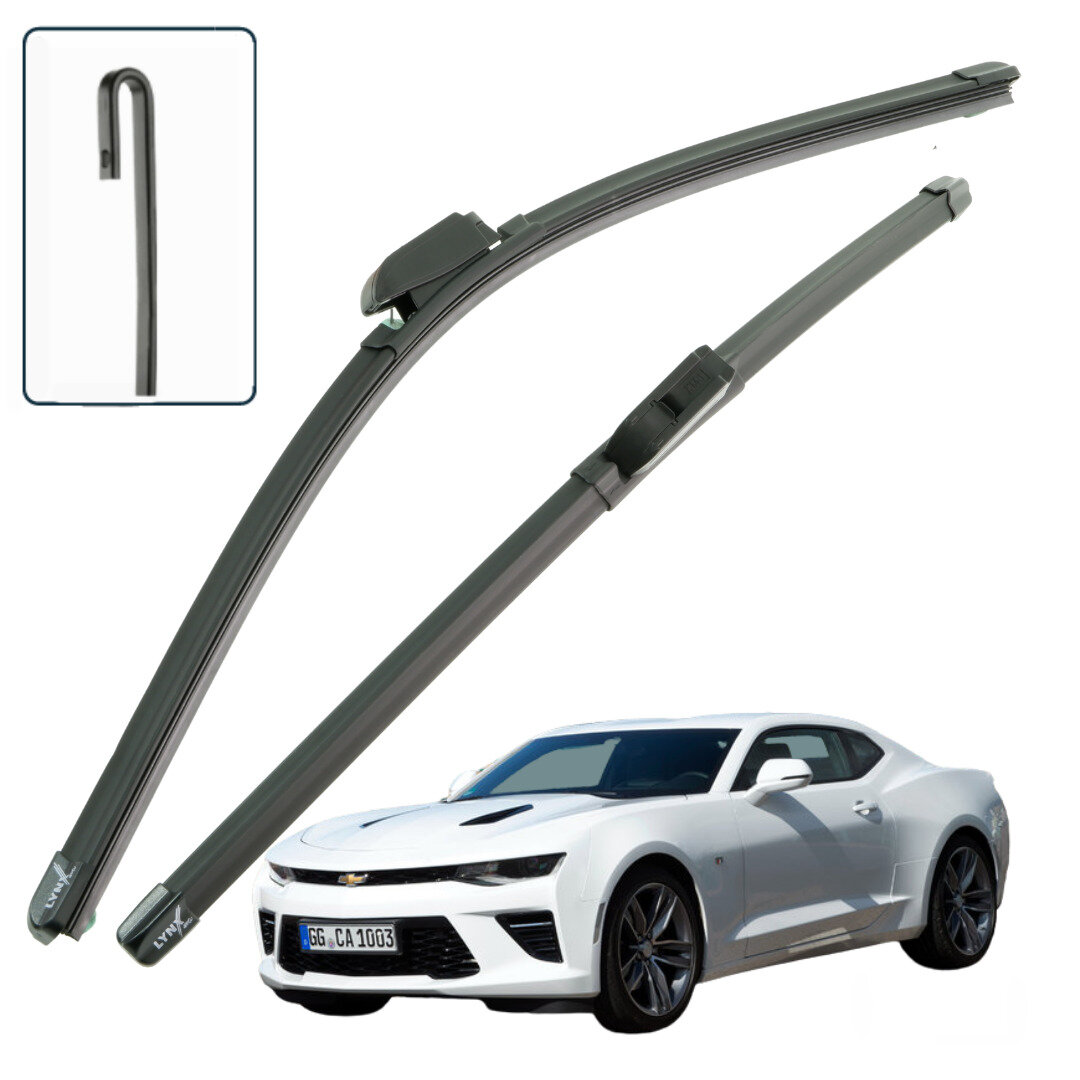 Дворники Chevrolet Camaro (6) / Шевроле Камаро 2015 / 2016 / 2017 / 2018 Щетки стеклоочистителя бескаркасные автомобильные LYNXauto к-т 2шт, 600мм-530мм