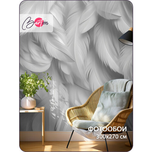 фото Фотообои на стену флизелиновые 3d перья 300х270 см bartonwall m241 barton wallpapers