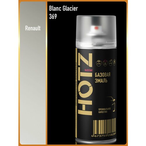 фото Аэрозольная краска "renault blanc glacier 369" hotz, 1k базовая автомобильная ремонтная эмаль, металлик, 520 ml
