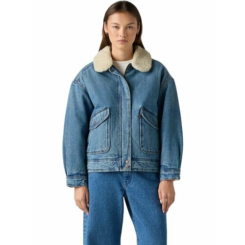 фото Бомбер levi's women sherpa bomber jacket, размер l, синий
