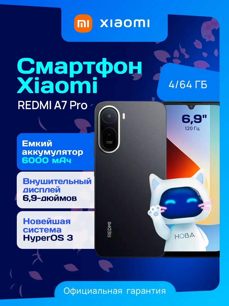 Смартфон Xiaomi Redmi A7 Pro 4/64ГБ Black 1 год гарантии, IMEI 100%