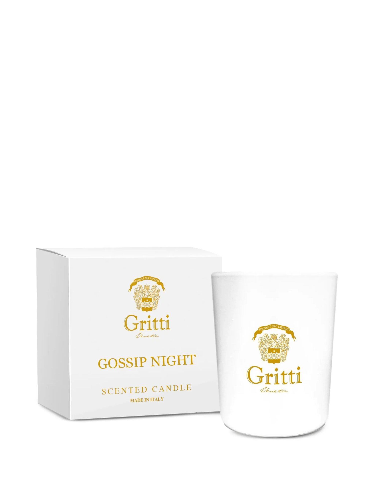 Свеча Gritti Venetia "Gossip Night", восковая, 100%, в стеклянном подсвечнике