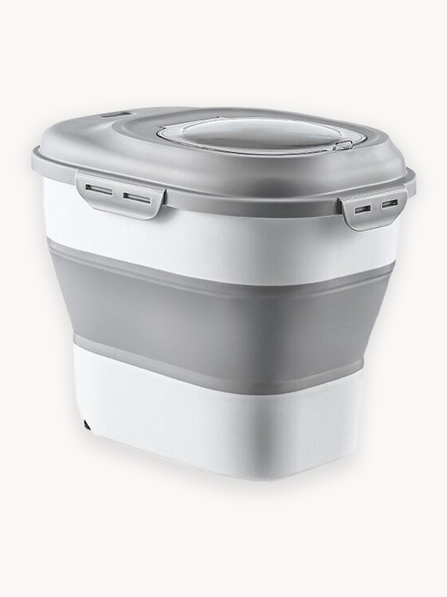 Контейнер для корма животных STEFAN (Штефан) под наполнитель, на колесиках с магнитным замком 6-25л , серый, W06301