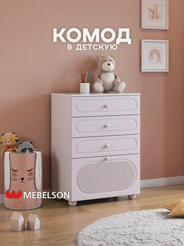 Изображение товара Комод с ящиками "Милана", 70*42*94 см, цвет Белое дерево/сакура, MEBELSON