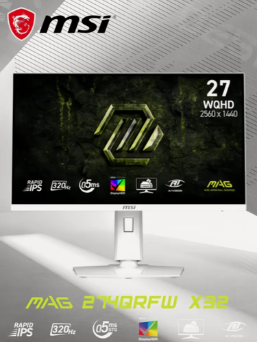 Изображение товара 27" Монитор игровой MSI MAG 274QRFW X32, IPS, 2560x1440 (WQHD), 320 Гц, 0,5 мс (GtG, мин.), белый