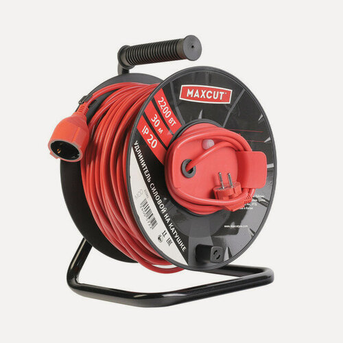 Изображение товара Удлинитель силовой MaxCut на пластиковой катушке ECRO 210-30 ПВС (2х1), 30м, 1 гнездо, ПВС, IP20, 2200Вт