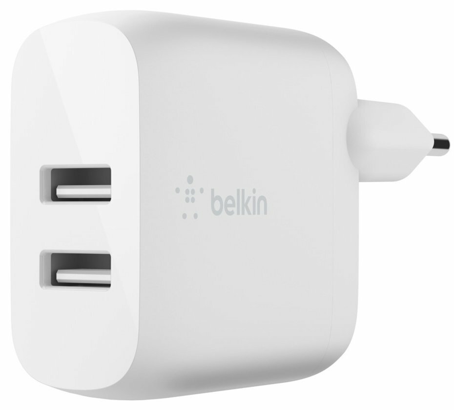 Сетевое зарядное устройство Belkin Home Charger 24W DUAL USB 2.4A, белое