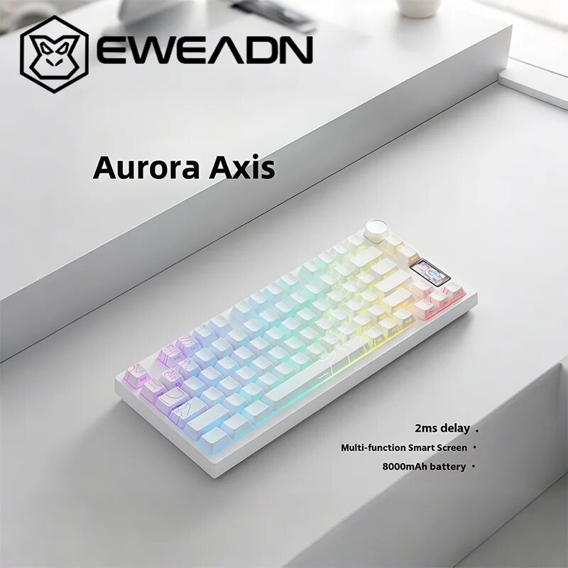 Механическая клавиатура Eweadn X75PRO WHITE CONTOUR, проводное/2,4 ГГц/Bluetooth, для игровых компьютеров