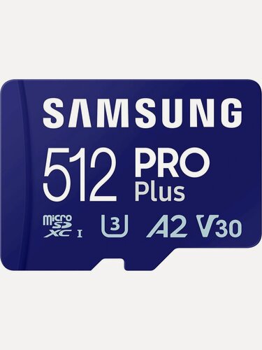 Изображение товара Карта памяти microSDXC UHS-I U3 Samsung Pro PLUS 512 ГБ, 180 МБ/с, Class 10, MB-MD512SA, 1 шт, переходник SD