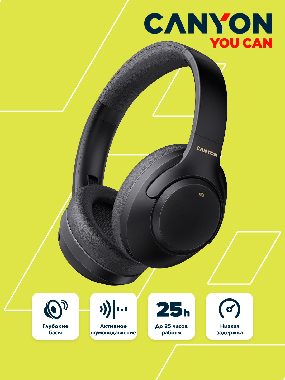 Наушники беспроводные Canyon OnRiff 6 ANC, наушники большие, полноразмерныe