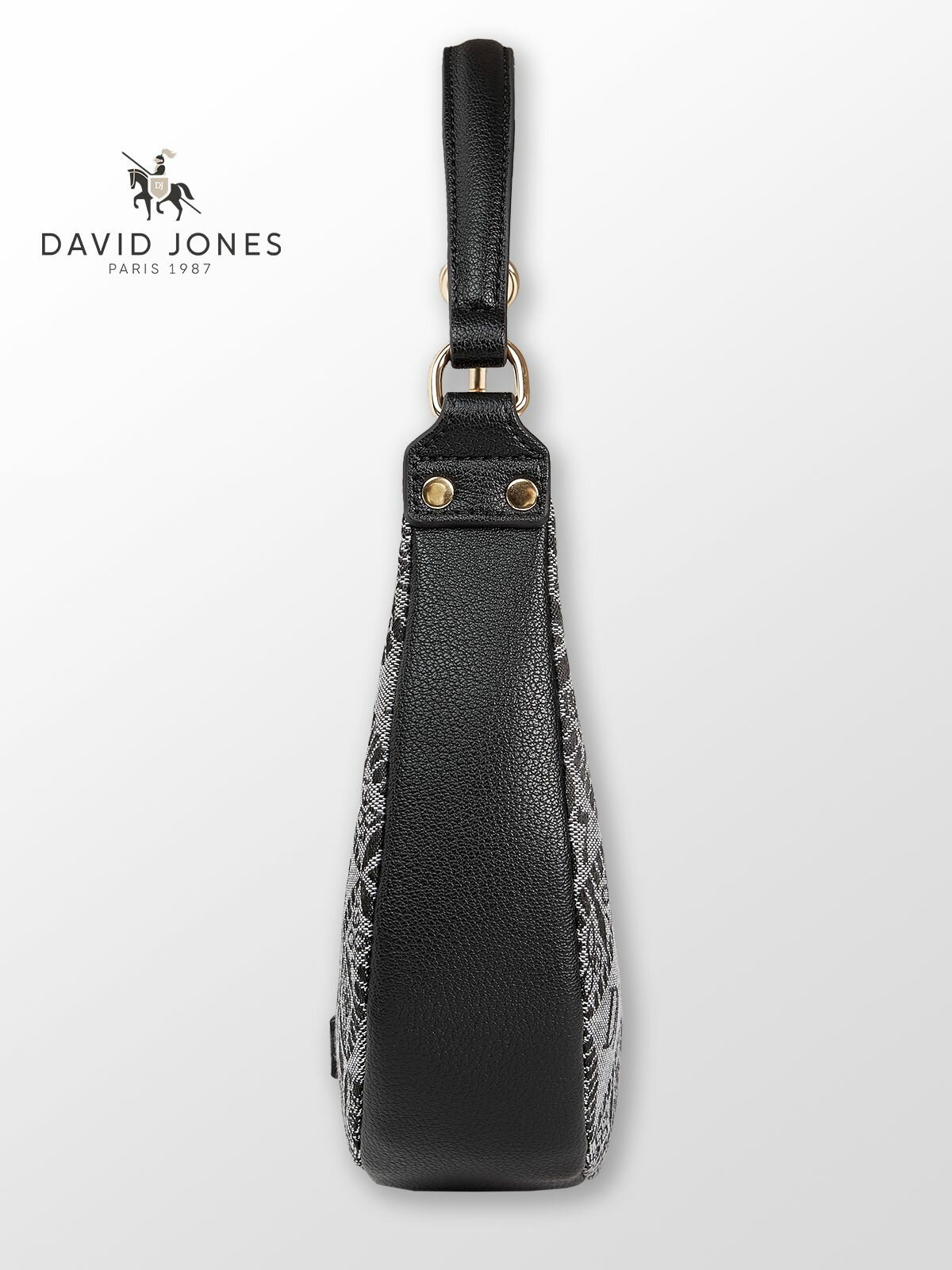 Сумка багет DAVID JONES, фактура гладкая, черный — фото 1