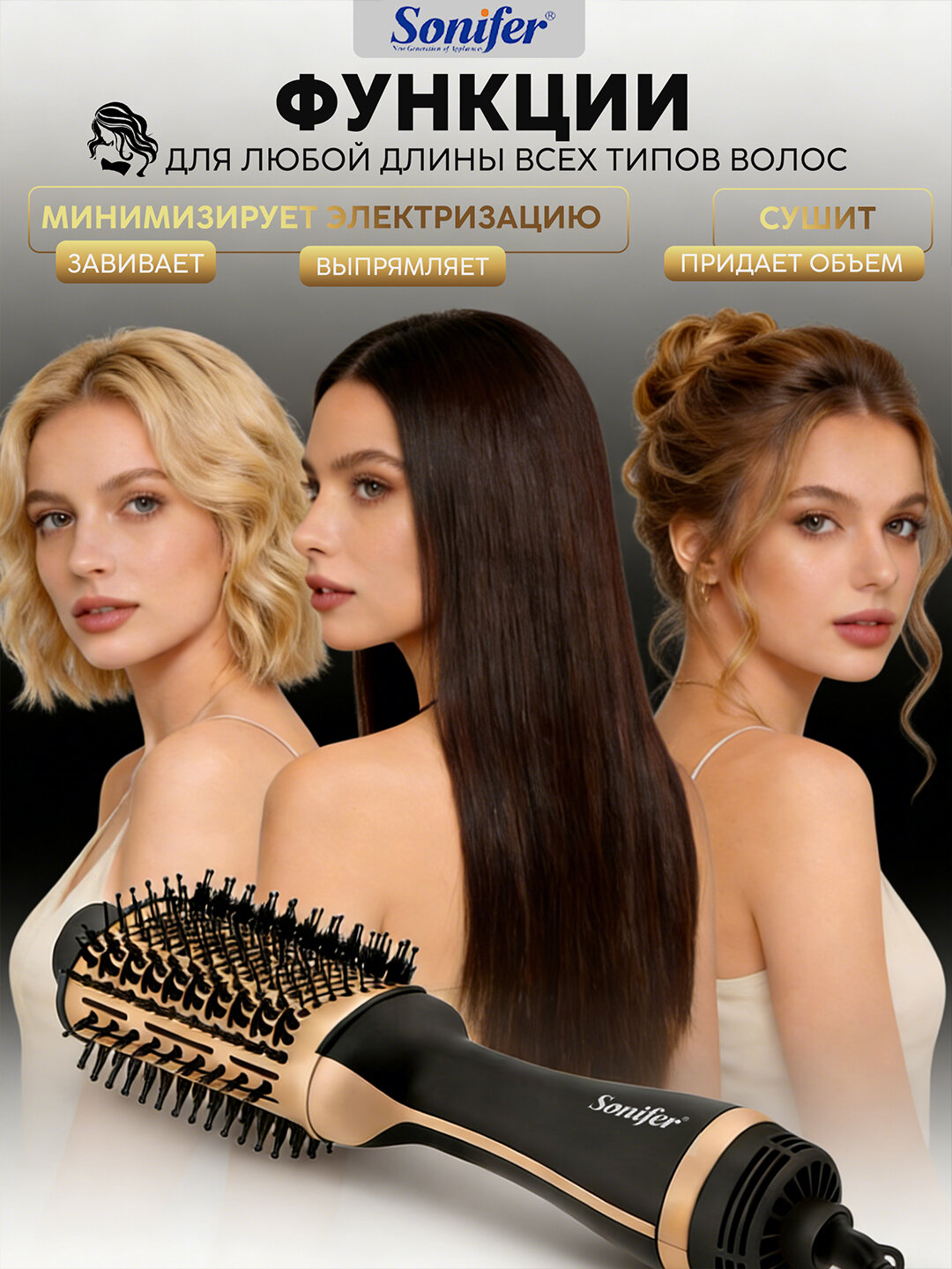 Выпрямитель для волос, профессиональный фен, позволяет выпрямлять и завивать волосы