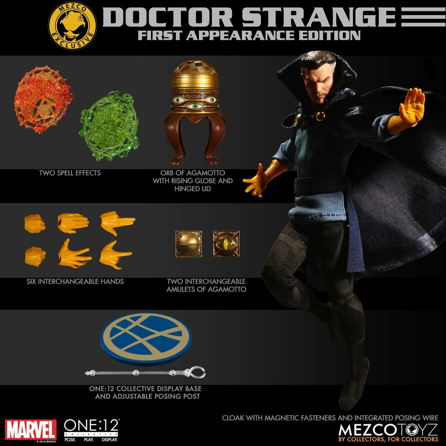 Mezco One:12 Doctor Strange First Appearance NYCC, 17 см, 28+ точек артикуляции