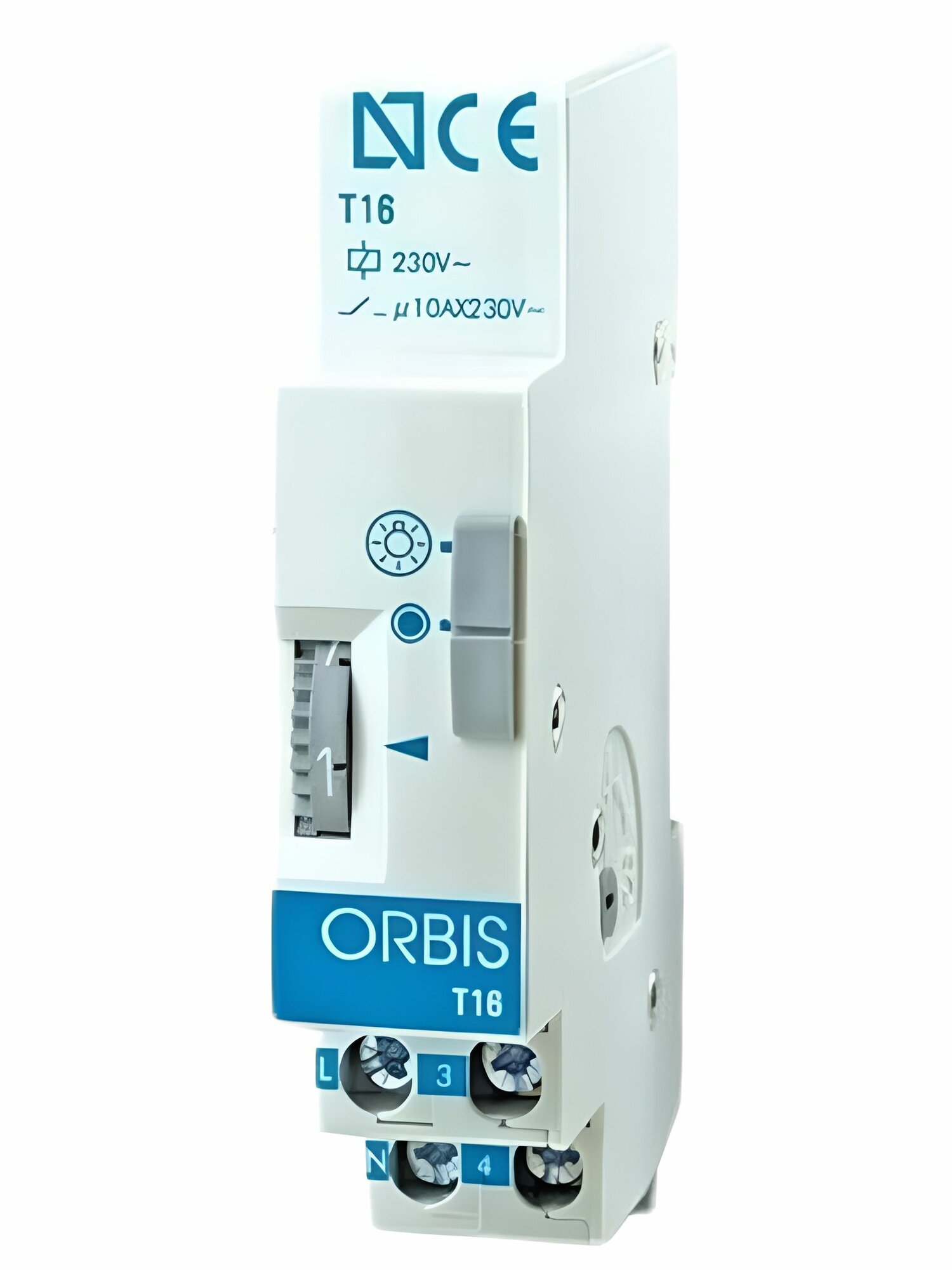 Лестничный модульный таймер T-16 Orbis 10A, задержка от 45с до 7мин, Артикул: OB060131.