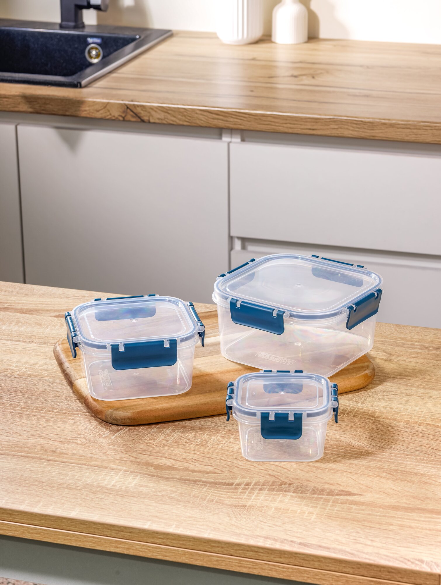 Контейнер для еды и хранения SOFT CHEF "CLARA" набор 3 шт 400 + 900 + 1800 мл с крышкой