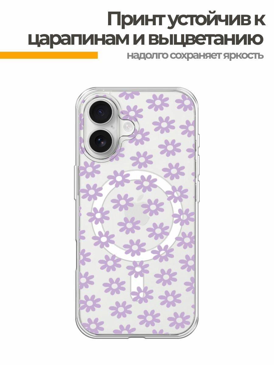 Чехол на Apple iPhone 17 (Айфон 17) MagSafe с магнитом и принтом Розовый цветочный узор — фото 1