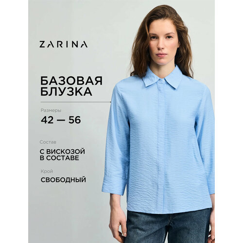 фото Блуза zarina, размер s (ru 44), голубой