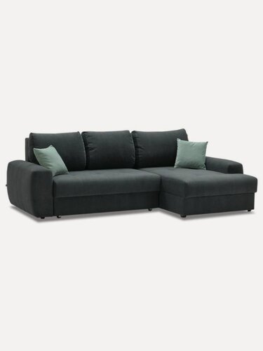 Изображение товара Угловой диван Коста размер: 249х158х88см, спальное место:199х142см, правый, велюр темно-серый, графитовый